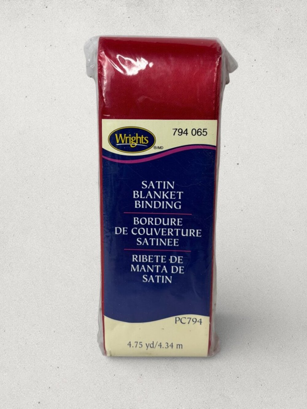 Wrights Satin Blanket Binding Red Trim 4.75 Yards Sewing Craft